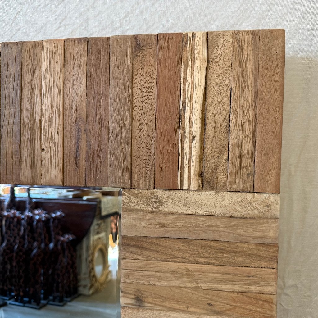 Spiegel (facet)– massief teak lijst - 135 x 80 cm -TTM Wonen, Huis en Inrichting, Woonaccessoires | Spiegels, TTM Wonen, Meubels – (Perzische) Tapijten en Woonaccessoires