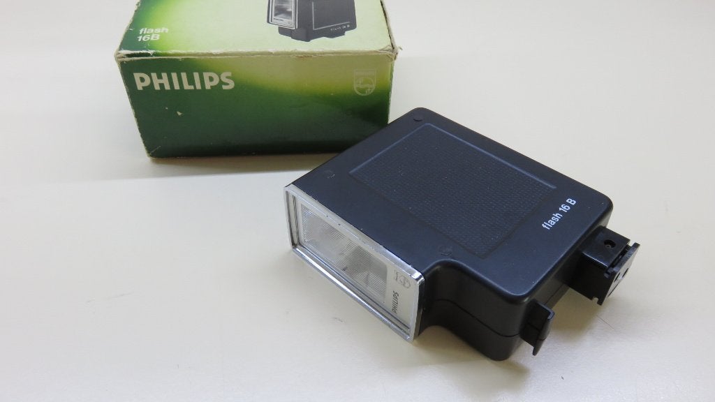 Philips Flash 16B - Vintage flitser met originele doos, Philips, Gebruikt, Voor analoge fotografie, Externe flitser