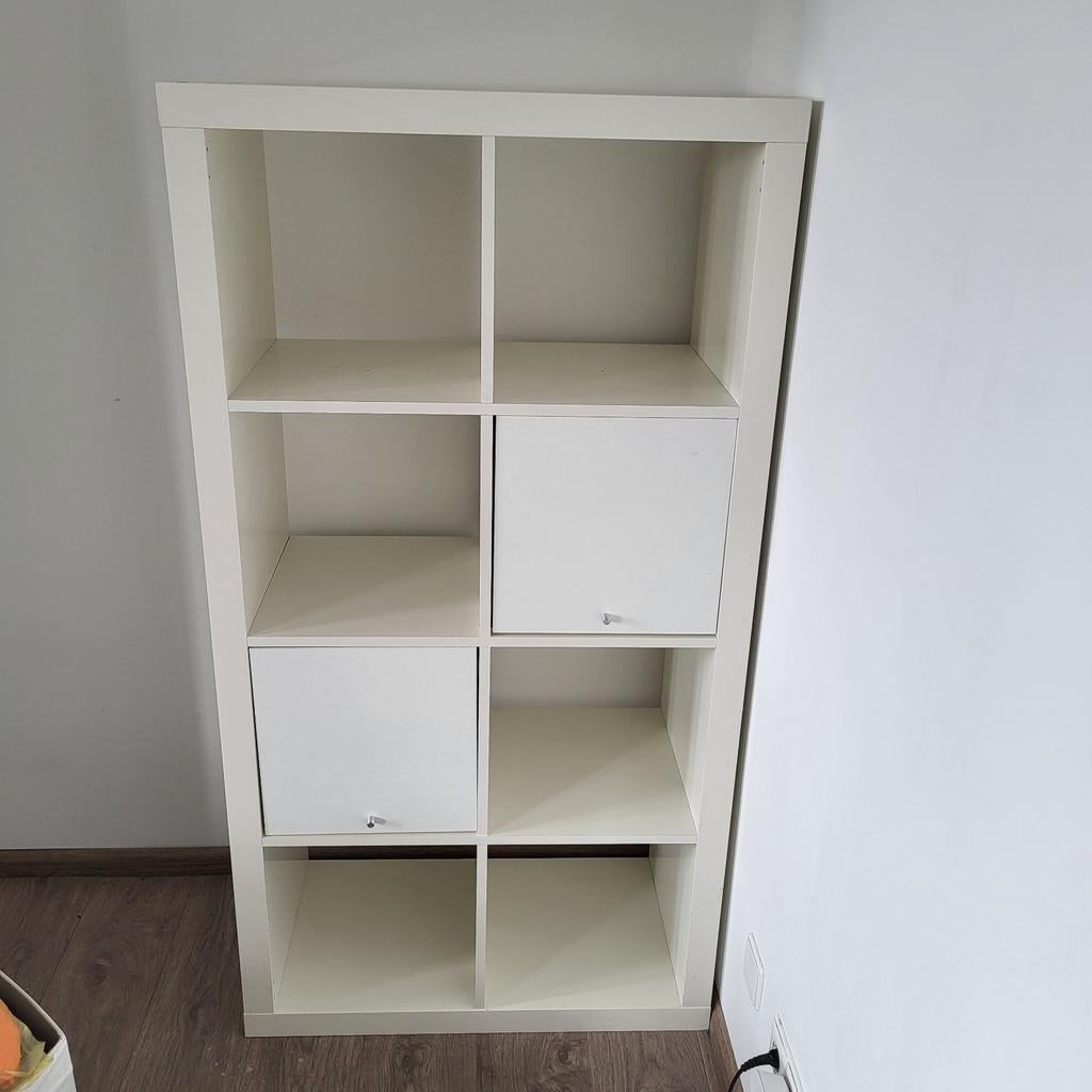 IKEA Kallax vakkenkast wit met deurtjes, Modern, 150 tot 200 cm, 25 tot 50 cm, Overige houtsoorten