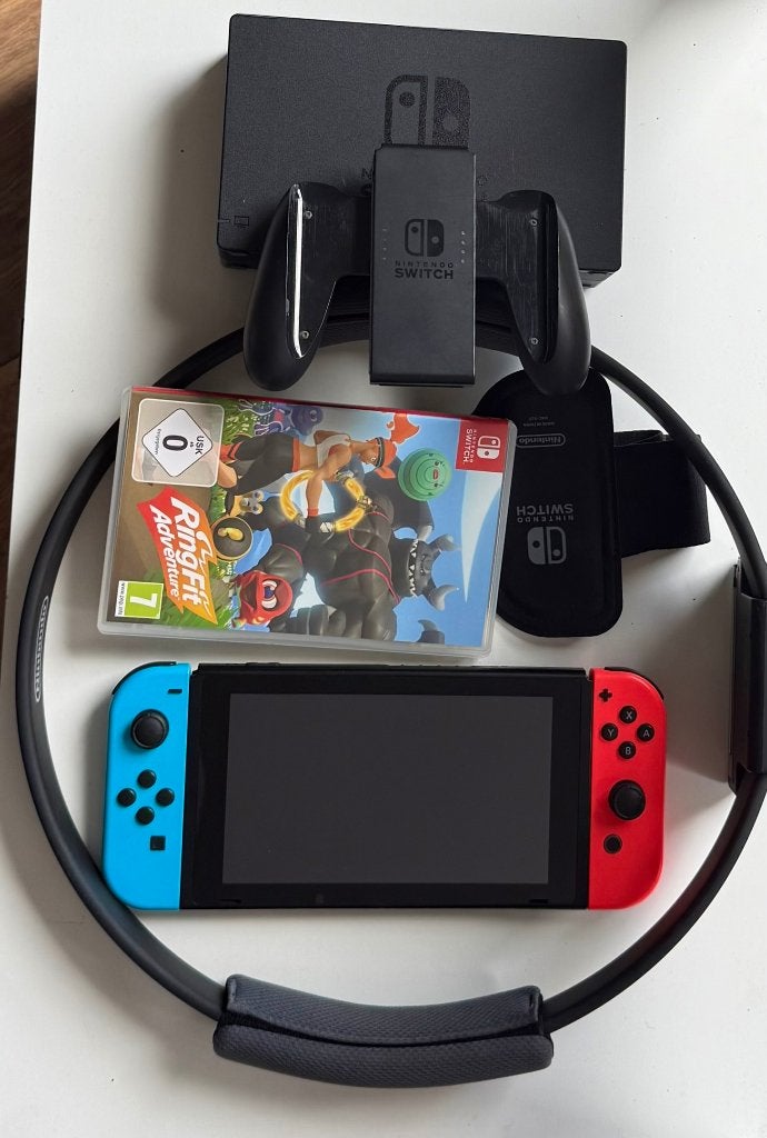 Krasvrije Nintendo Switch V2 met game Ring Fit Adventure, Switch 2019 Upgrade, Met games, Met 2 controllers, Ophalen of Verzenden
