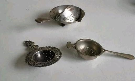 3 verzilverde vintage theezeefjes, Ophalen of Verzenden