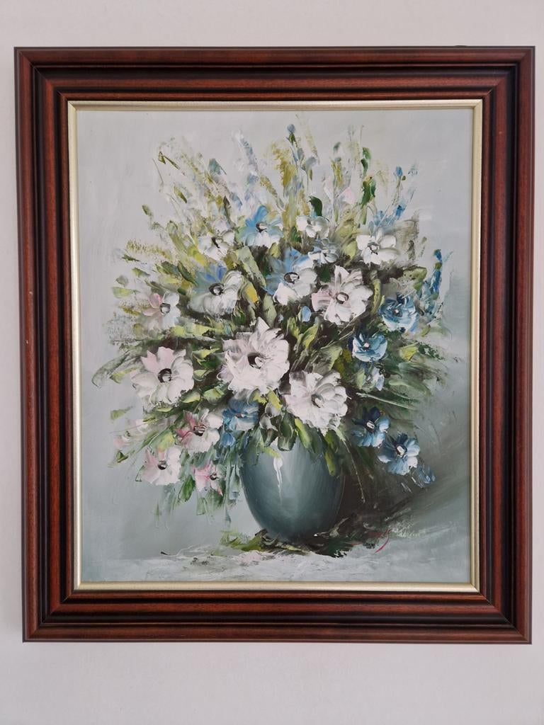Bloemenschilderij van Jonk, Ophalen of Verzenden