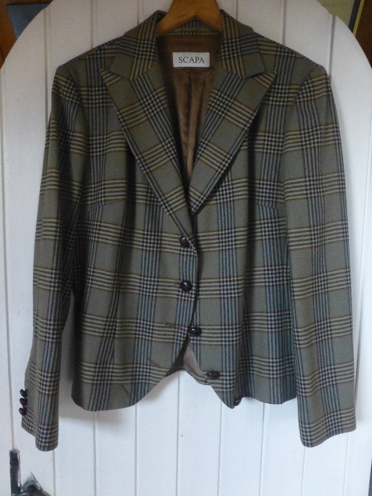 SCAPA 100 % Wol Jasje Ruit Lederen Knopen, Overige kleuren, Verzenden, Maat 42/44 (L), Nieuw