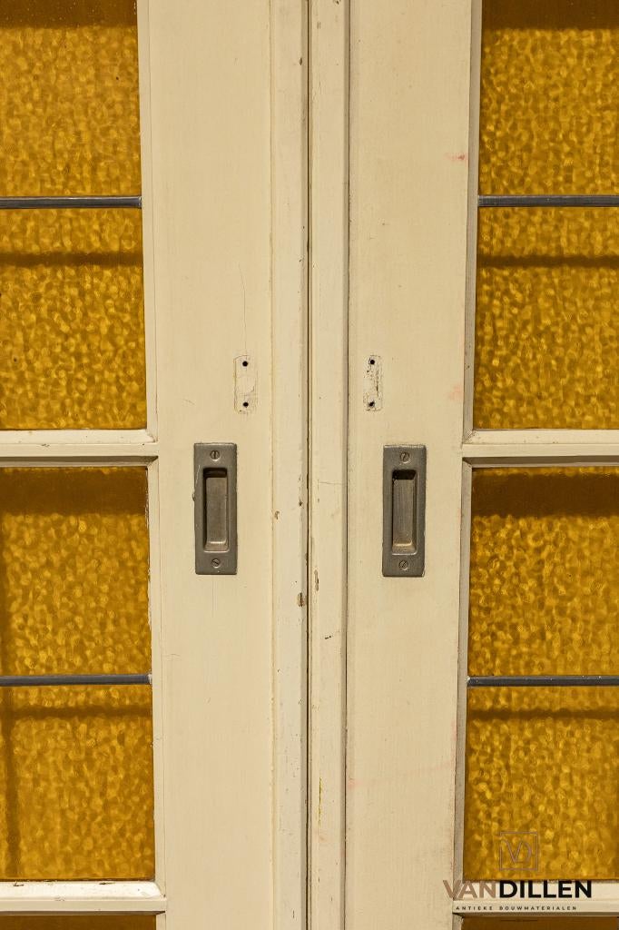 Oude schuif / en-suite deuren glas in lood 203 x 175 gaaf!, Ophalen, Gebruikt, 120 cm of meer, Binnendeur