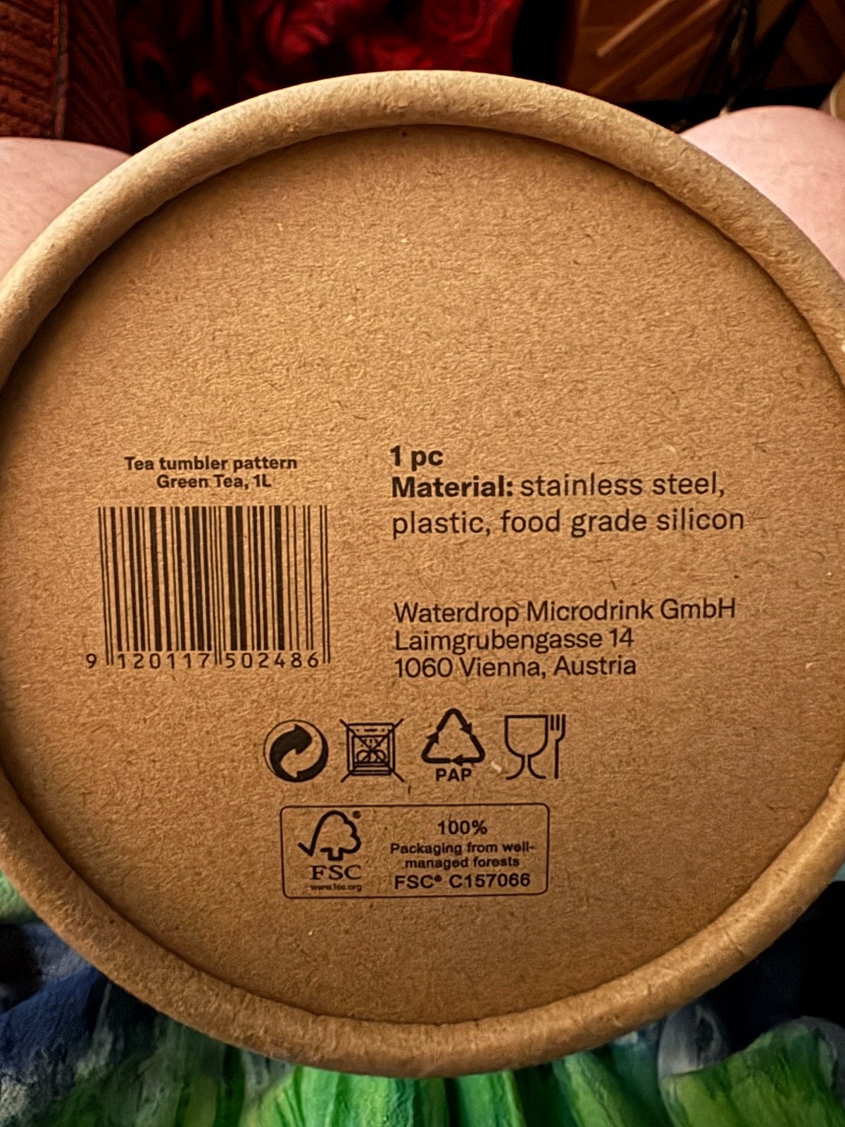 Waterdrop Microdrink Theetumbel Groene Thee 1L, Nieuw, Ophalen of Verzenden, Metaal, Overige merken
