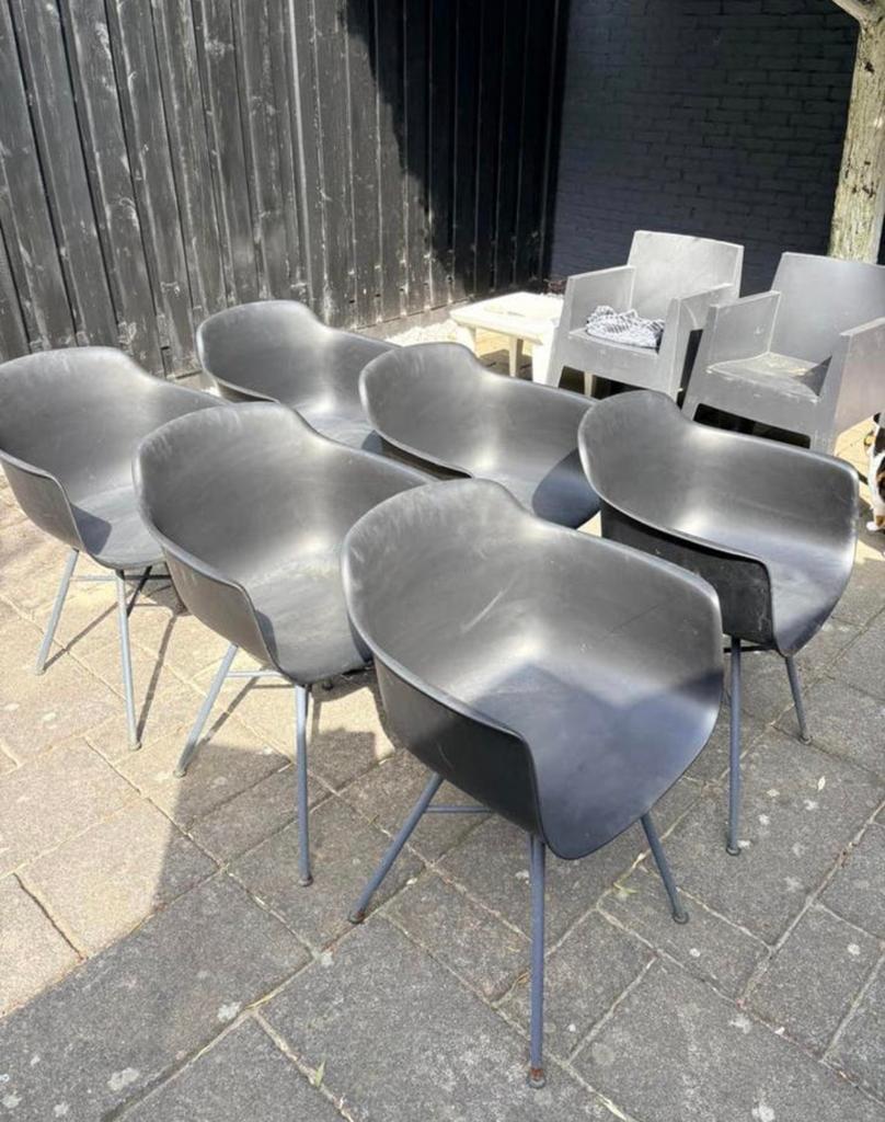 6 tuinstoelen karwei zwart, Tuin en Terras, Ophalen, Gebruikt, Kunststof