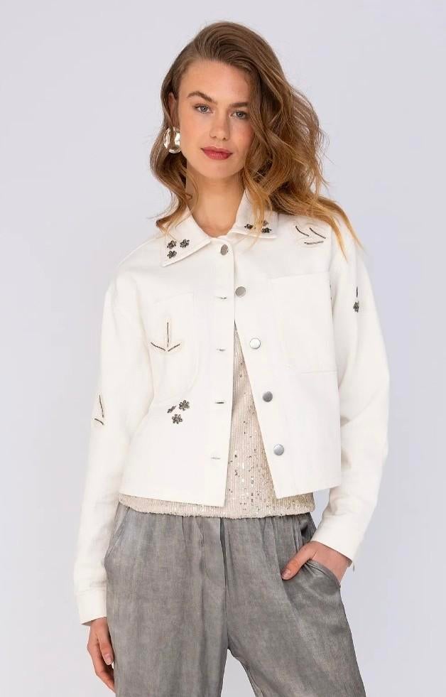Nieuw!! Anna denim blazer jasje off white Maat L, Maat 38/40 (M), Anna van Toor, Wit, Nieuw