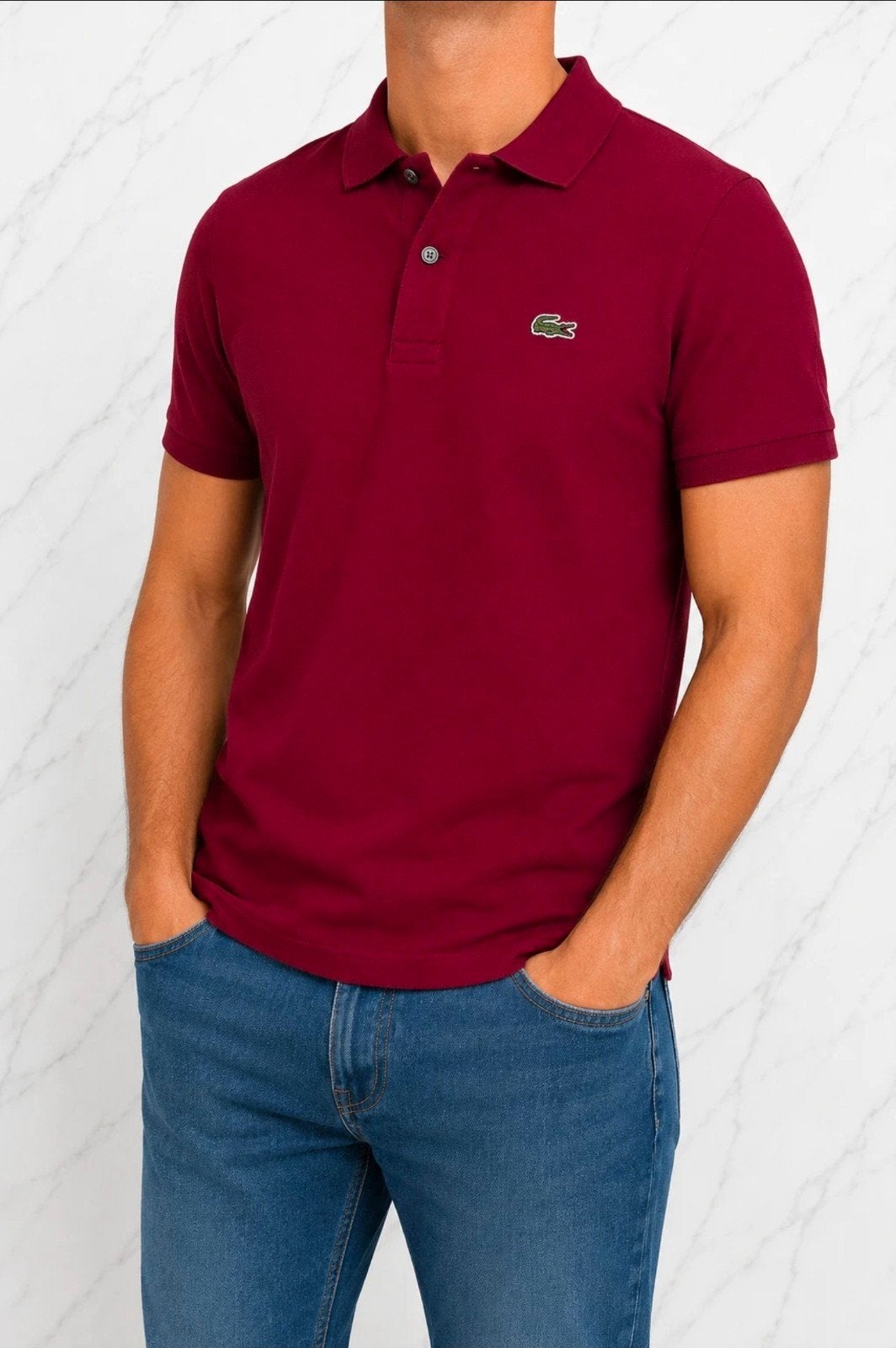 Lacoste poloshirt bordeauxrood heren Slim Fit maat s, Kleding | Heren, Polo's, Verzenden, Zo goed als nieuw, Maat 48/50 (M), Rood