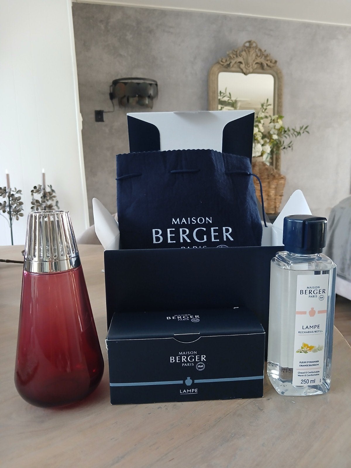 Lampe Berger Amphora Framboise met navulling, Overige merken, Nieuw, Ophalen of Verzenden, Glas