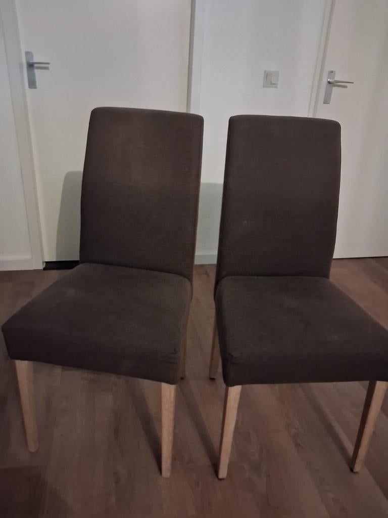 6 eetkamerstoelen, Ophalen, Gebruikt, Bruin, Stof