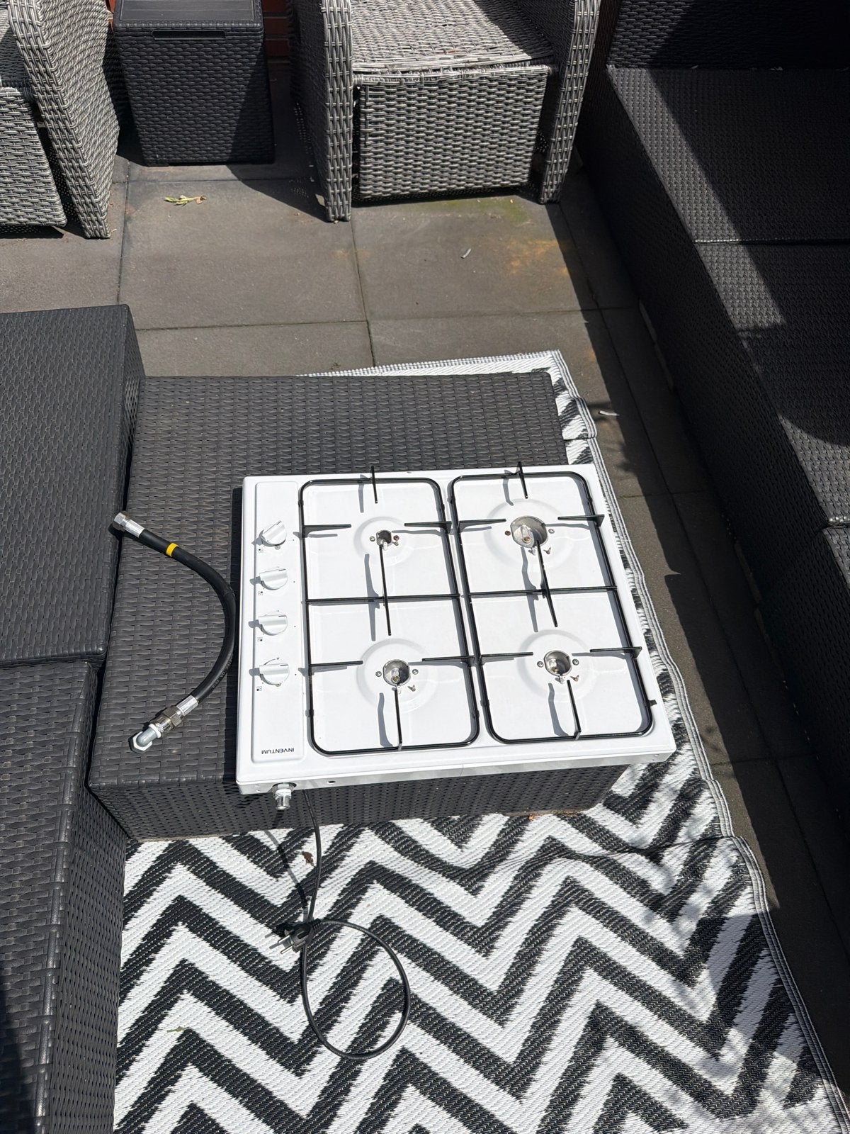 Inventum gas kookplaat 4-pits wit, Ophalen, Gebruikt, 4 kookzones, Inbouw