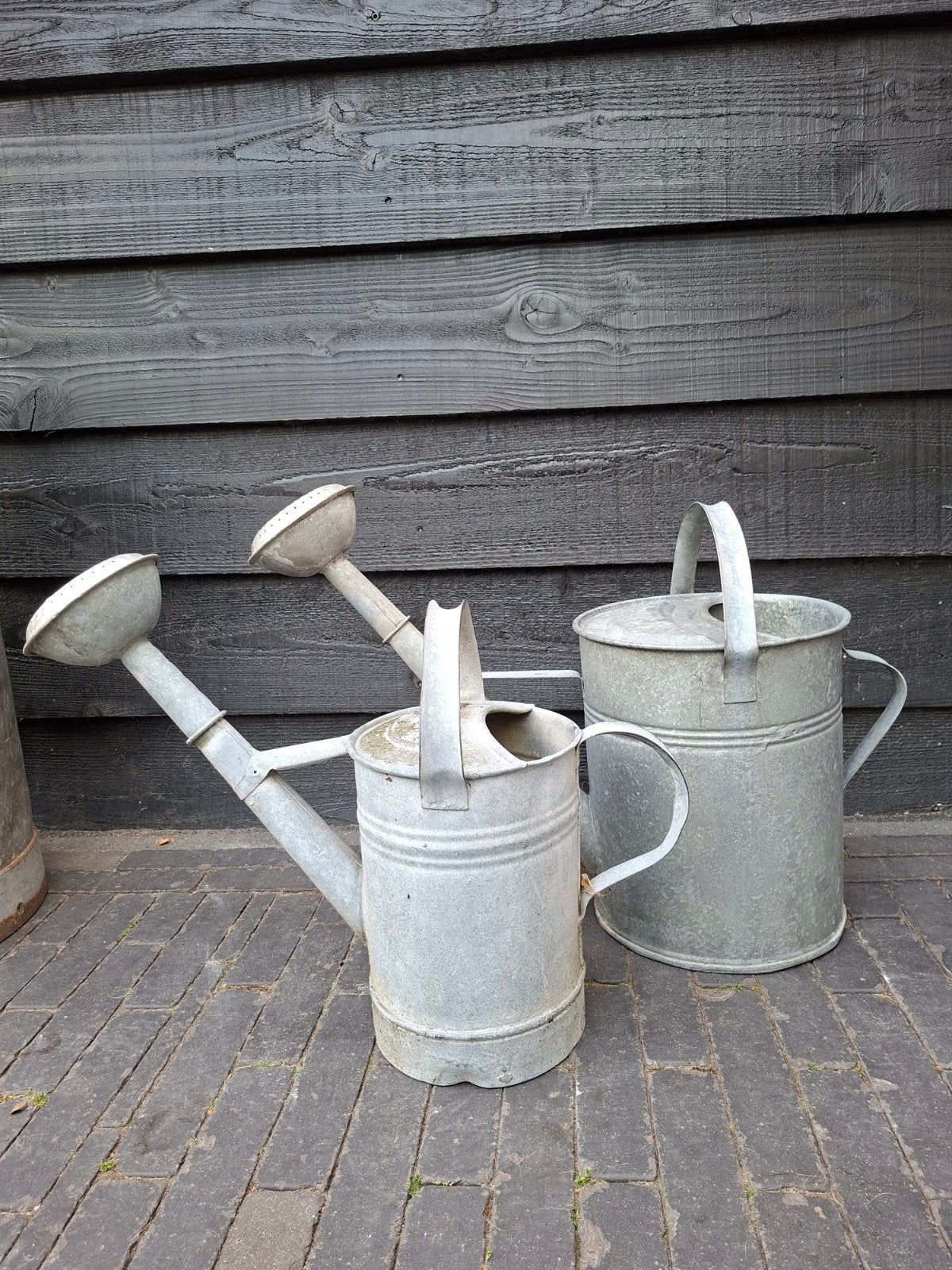 Brocante zinken gieters, Ophalen, Gebruikt