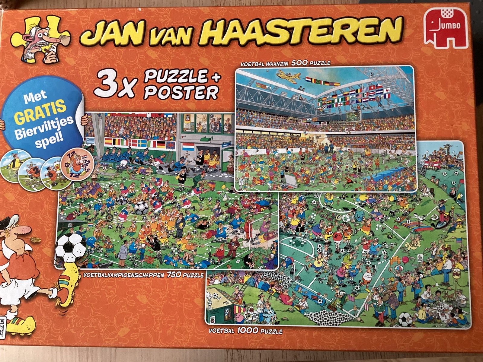 3 in een puzzel voetbal: 1000, 750 en 500 st. compleet 15€, Ophalen of Verzenden, 500 t/m 1500 stukjes, Gebruikt