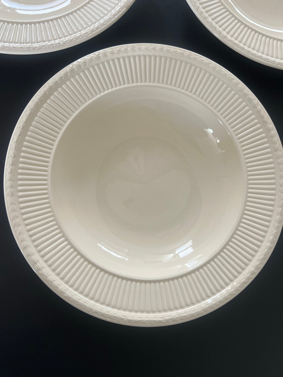 6 Wedgwood Queen's Ware EDME diepe borden, Ophalen, Klassiek, Zo goed als nieuw, Bord(en)