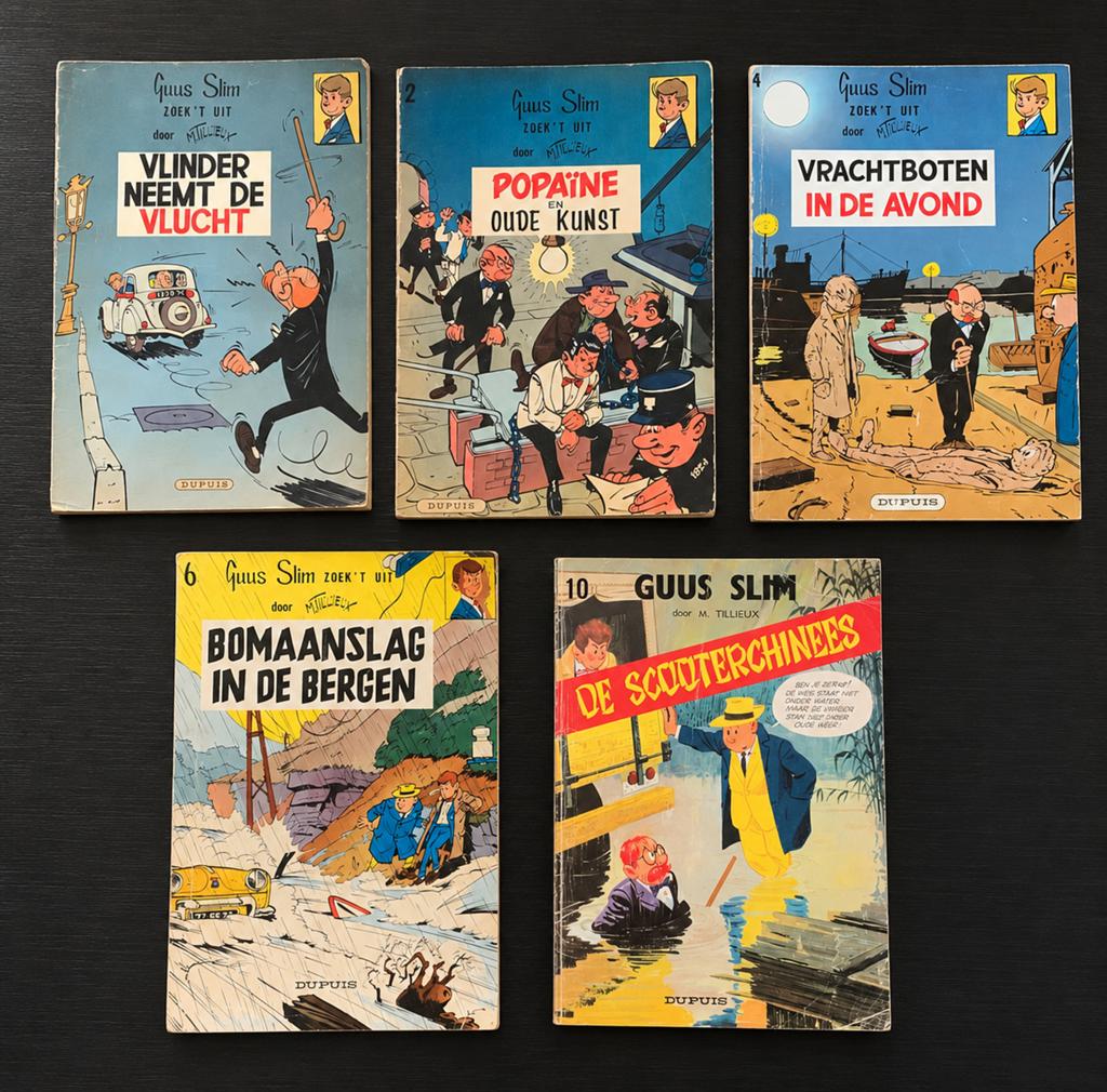 Guus Slim 1e drukjes met gebruikssporen 5 st voor 10 euro!, Boeken, Meerdere stripboeken, Ophalen of Verzenden, Zo goed als nieuw