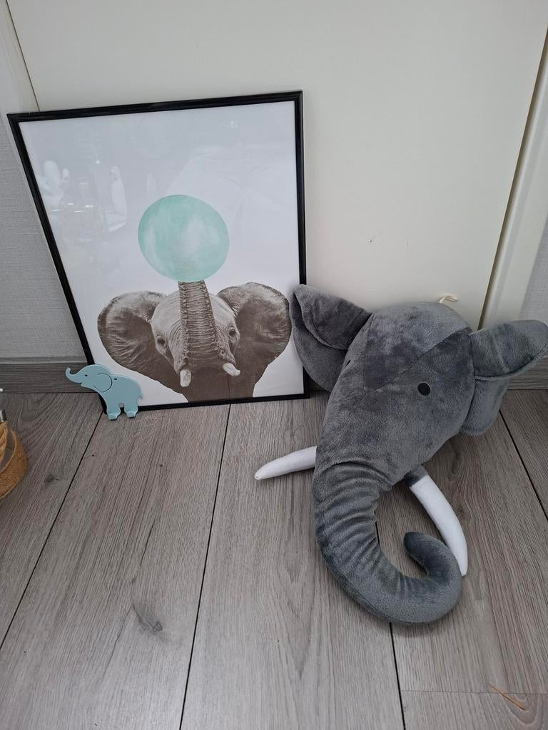 Olifant decoratie set voor baby- of kinderkamer, Ophalen of Verzenden, Zo goed als nieuw, Wanddecoratie