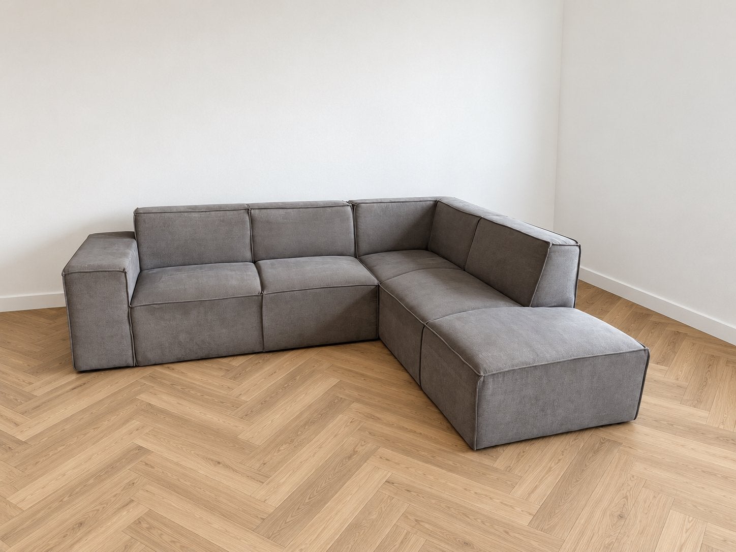 Moderne hoekbank grijs, Huis en Inrichting, Banken | Bankstellen, Ophalen, 250 tot 300 cm, Hoekbank, Zo goed als nieuw