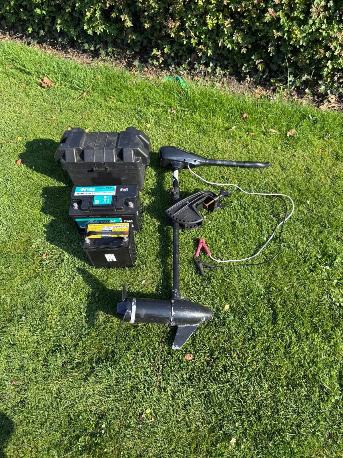 ETM-TEC 55 lbs. thrust elektronische motor met 2 accu's, Ophalen of Verzenden, Gebruikt, Motor en Techniek, Zeilboot of Motorboot