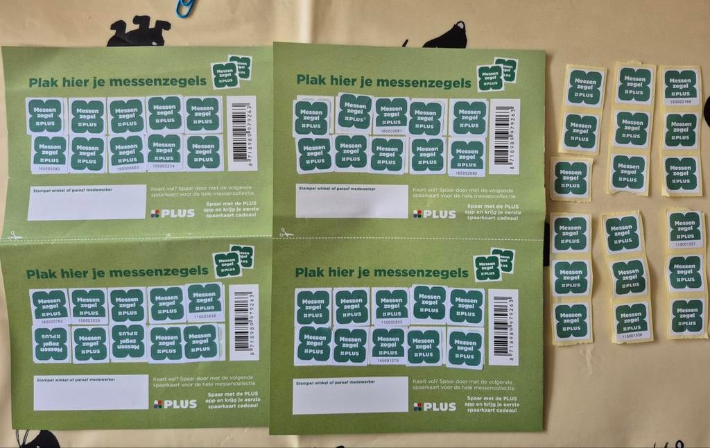 Zegels van de Plus voor messen, Hobby en Vrije tijd, Spaarzegeltjes, Ophalen, Winkel, Super of Benzinepomp, Zegels, Bonnen of Punten