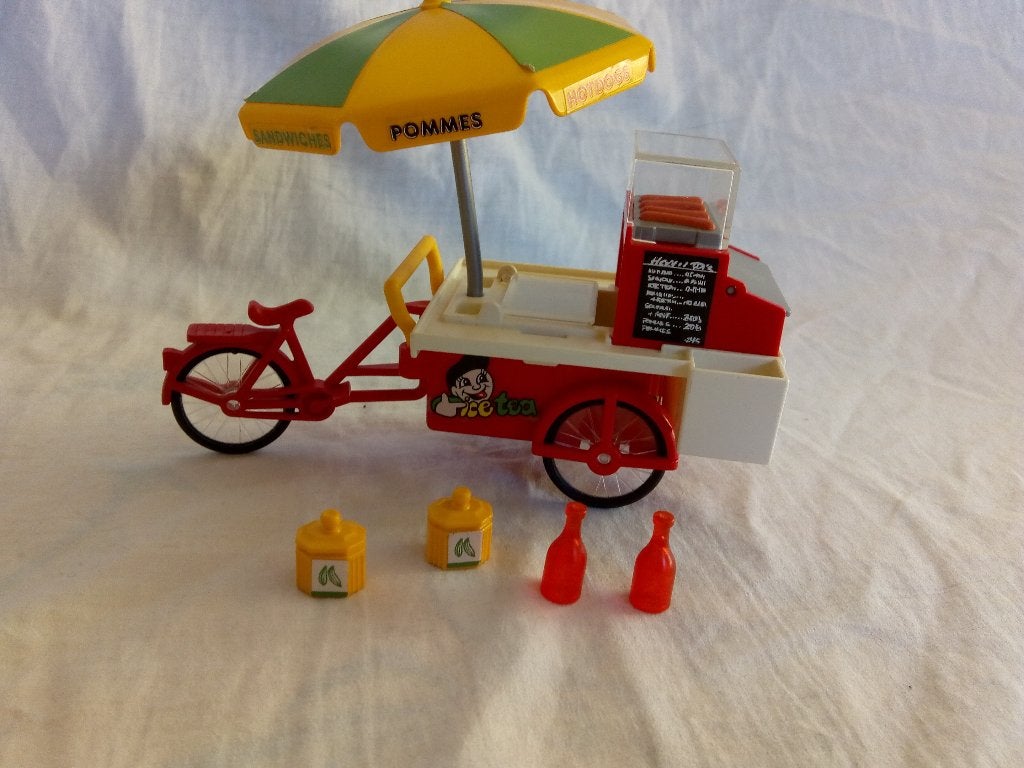 Playmobil 7781 Hotdogkraam / hotdog verkoper met fietskar, Ophalen of Verzenden, Gebruikt, Complete set