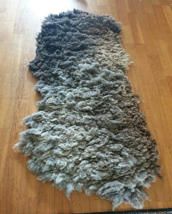 Gevilt Schapenvacht Kleed - Texelaar/Gotland Wol, Gebruikt, 100 tot 150 cm, Bruin, Rechthoekig