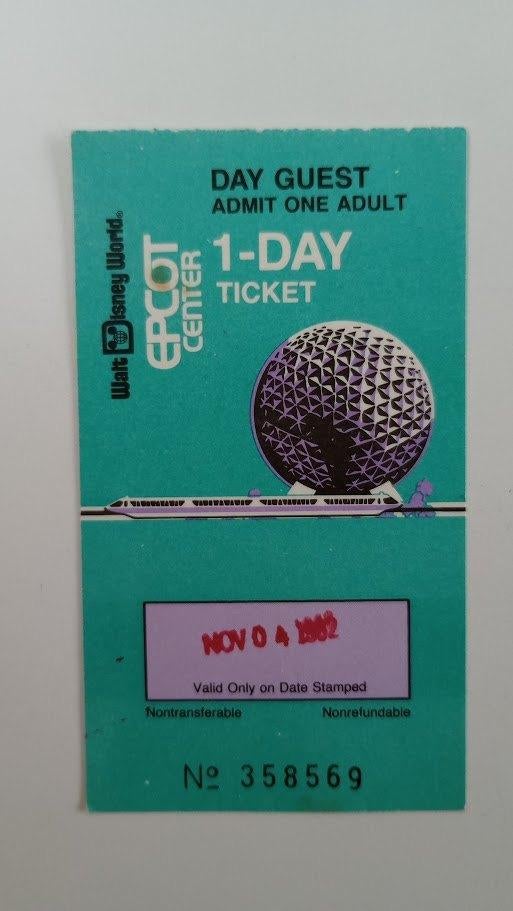 Walt Disney World ticket Epcot 1982, Ophalen, Overige figuren, Gebruikt, Overige typen