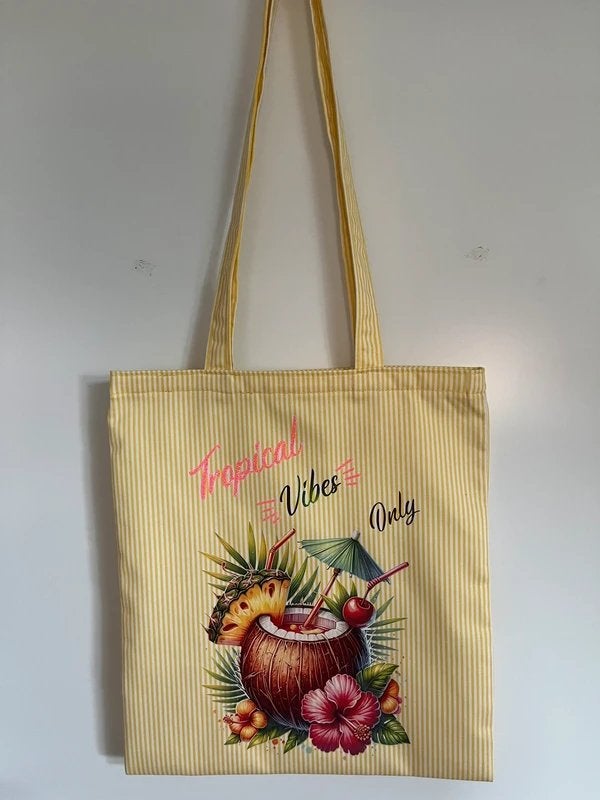 Handgemaakte zomerse tropical tote bag / shopper, Ophalen of Verzenden, Nieuw, Geel, Overige merken
