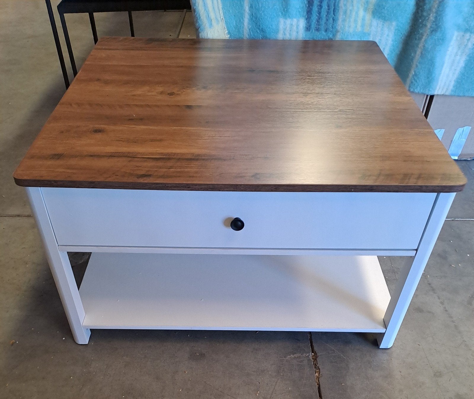 Salontafel 80x80x46 met lade en opbergplank, Huis en Inrichting, Tafels | Salontafels, Ophalen, 100 tot 150 cm, Vierkant, Nieuw