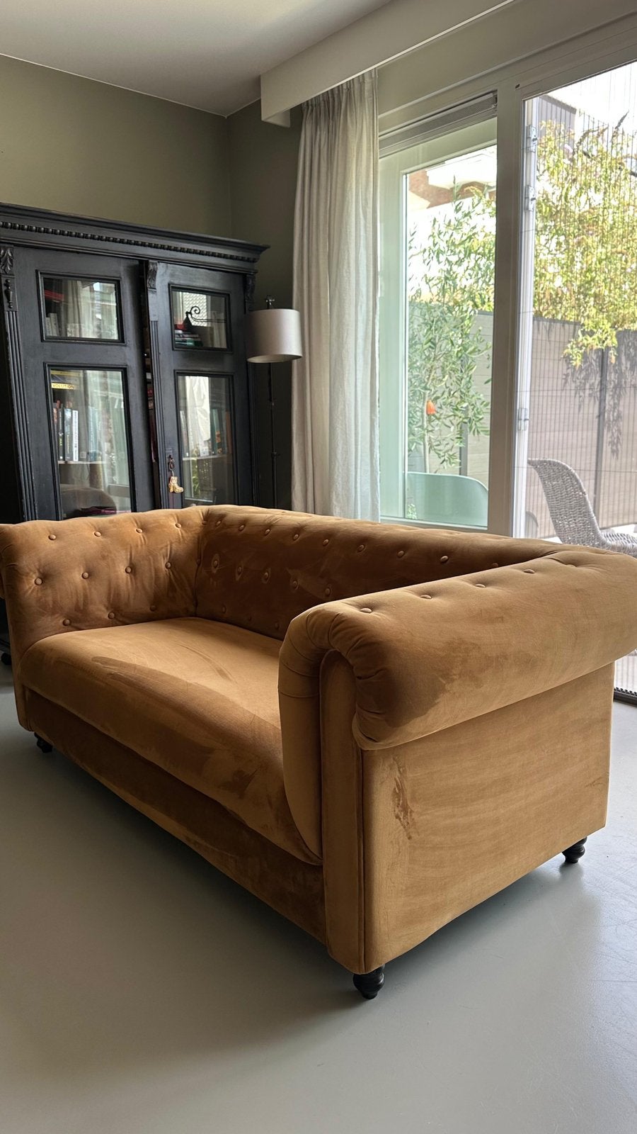 Dutchbone Chester 2,5-zits bank – Velvet look, Huis en Inrichting, Ophalen, 150 tot 200 cm, Driepersoons, 75 tot 100 cm
