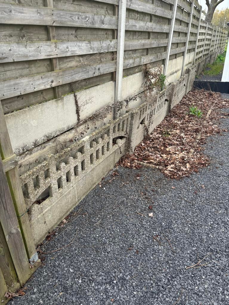 **GRATIS**  +- 20m betonnen afrastering / schutting / hekje, Ophalen, Overige materialen, Gebruikt, 6 meter of meer