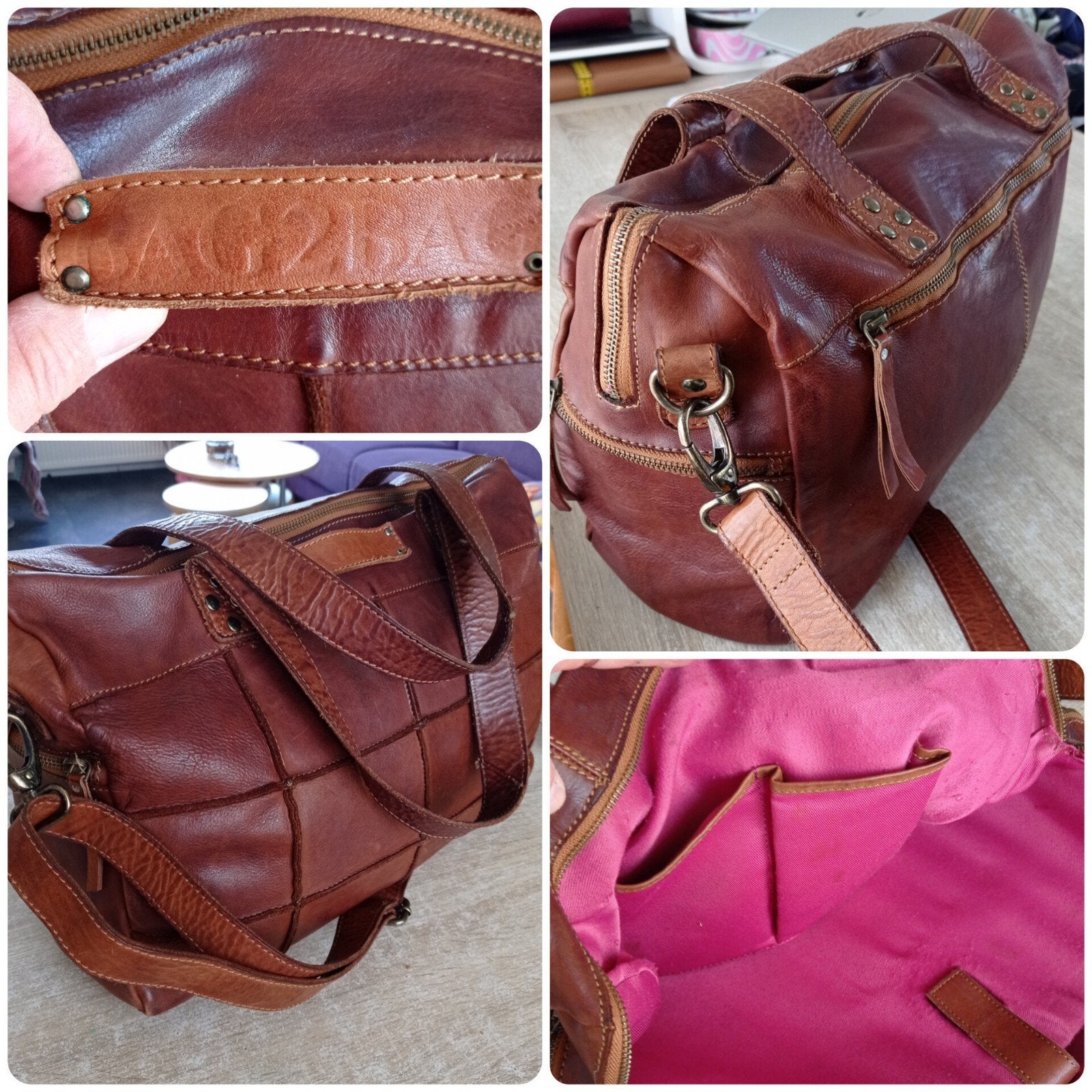 Bag2Bag Leren Schoudertas met Laptopvak - Bruin, Ophalen of Verzenden, Gebruikt, Bruin, Overige typen