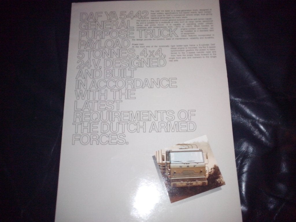 Militaire DAF YA 5442 4x4 brochure folder huifbakwagen, Ophalen of Verzenden, Zo goed als nieuw, Overige merken