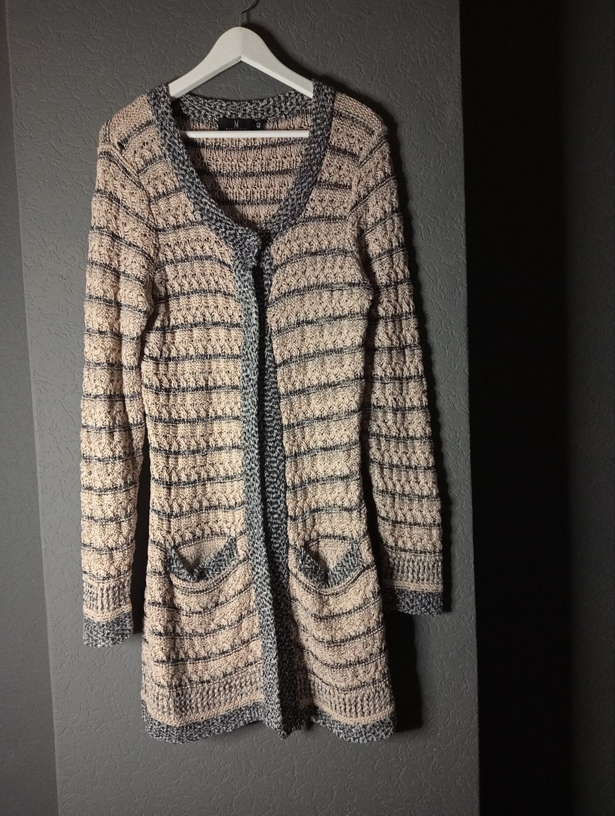 Mart Visser Lang Gebreid Vest Beige Zwart Maat 42, Verzenden