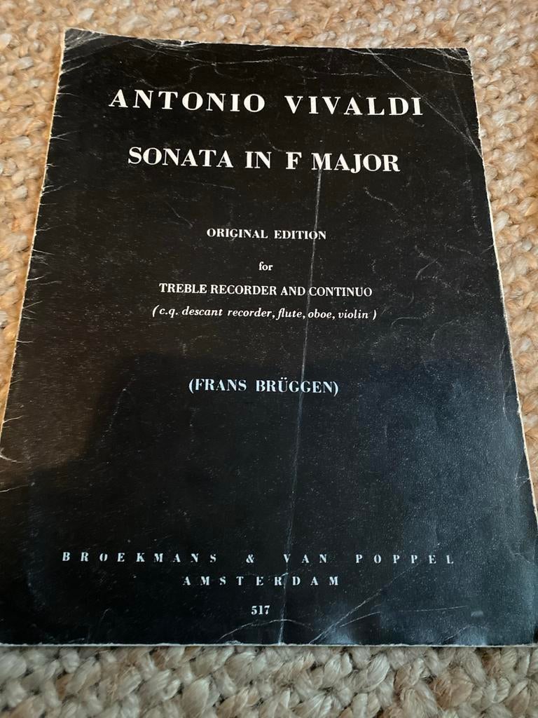 Vivaldi - Sonate in F Majeur voor Blokfluit & Continuo, Muziek en Instrumenten, Bladmuziek, Klassiek, Ophalen of Verzenden, Zo goed als nieuw