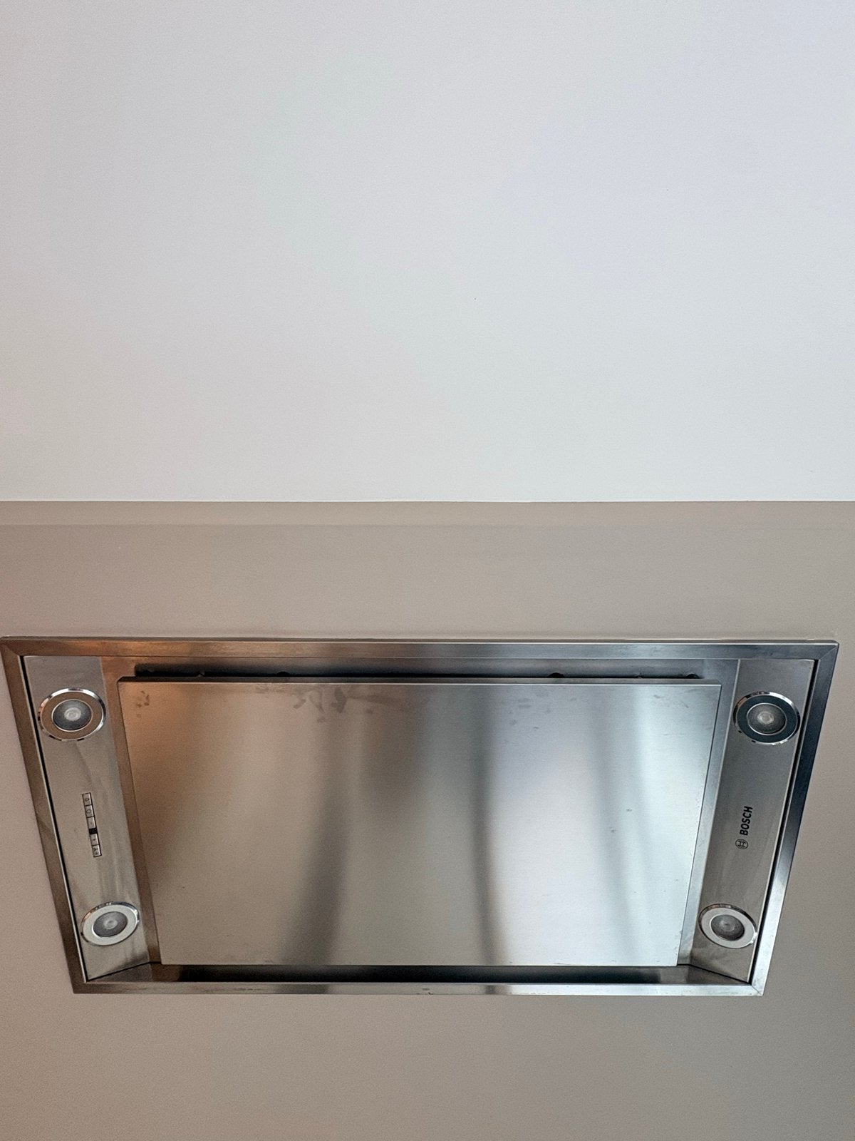 Bosch DID09T951 Plafondafzuigkap 90cm RVS- afstandsbediening, Ophalen, Gebruikt, Inbouw, Recirculatie
