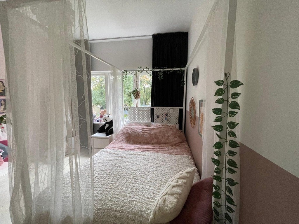 IKEA VITARNA hemelbed 140x200 incl. matras en gordijnen, Ophalen, Wit, Tweepersoons, 140 cm