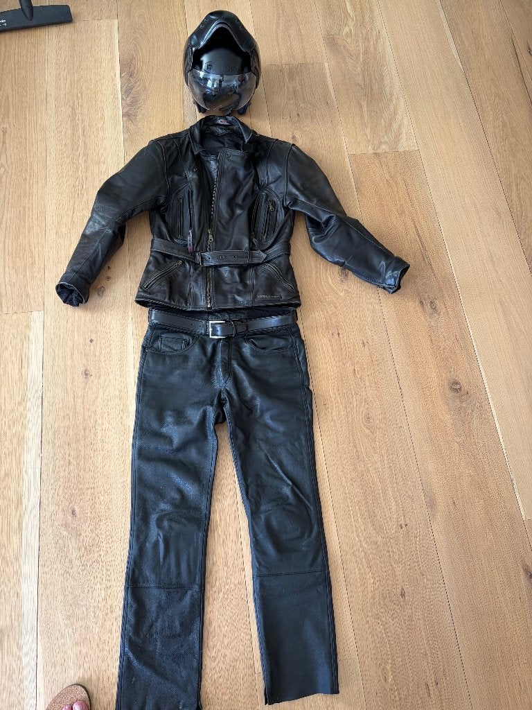 Leren motorkleding (jack en broek) met helm, Motoren, Broek | leer, Heren, Ophalen of Verzenden, IXS