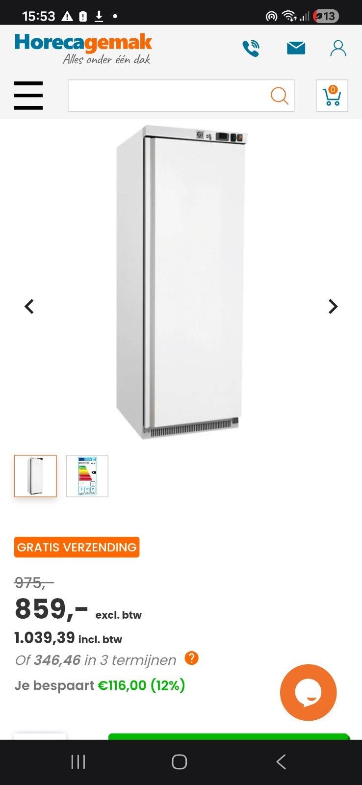Gastro-Inox Vriezer - Zo goed als nieuw, Witgoed en Apparatuur, Koelkasten en IJskasten, Ophalen, 200 liter of meer, 60 cm of meer