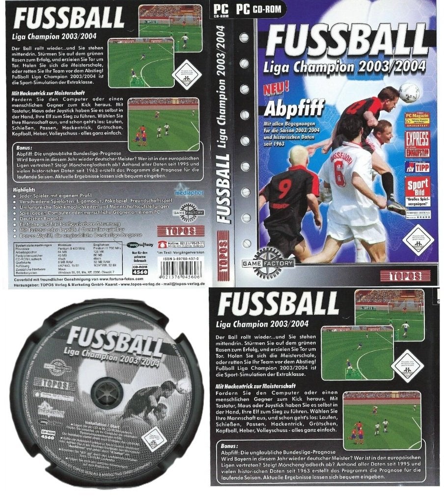 Fussball liga champion 2003 2004 videogame, 1 speler, Eén computer, Ophalen of Verzenden, Zo goed als nieuw