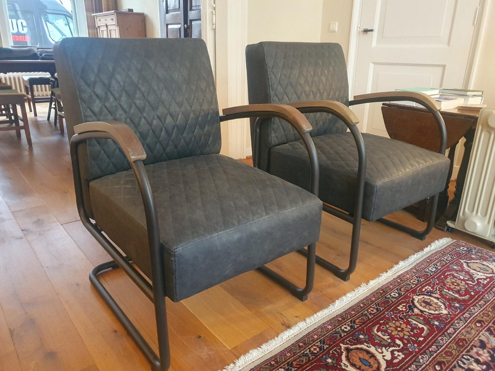 Grijs/groene  PTMD Collection fauteuils (nieuw: €329 p.s.), Huis en Inrichting, 75 tot 100 cm, Zo goed als nieuw, Industrieel