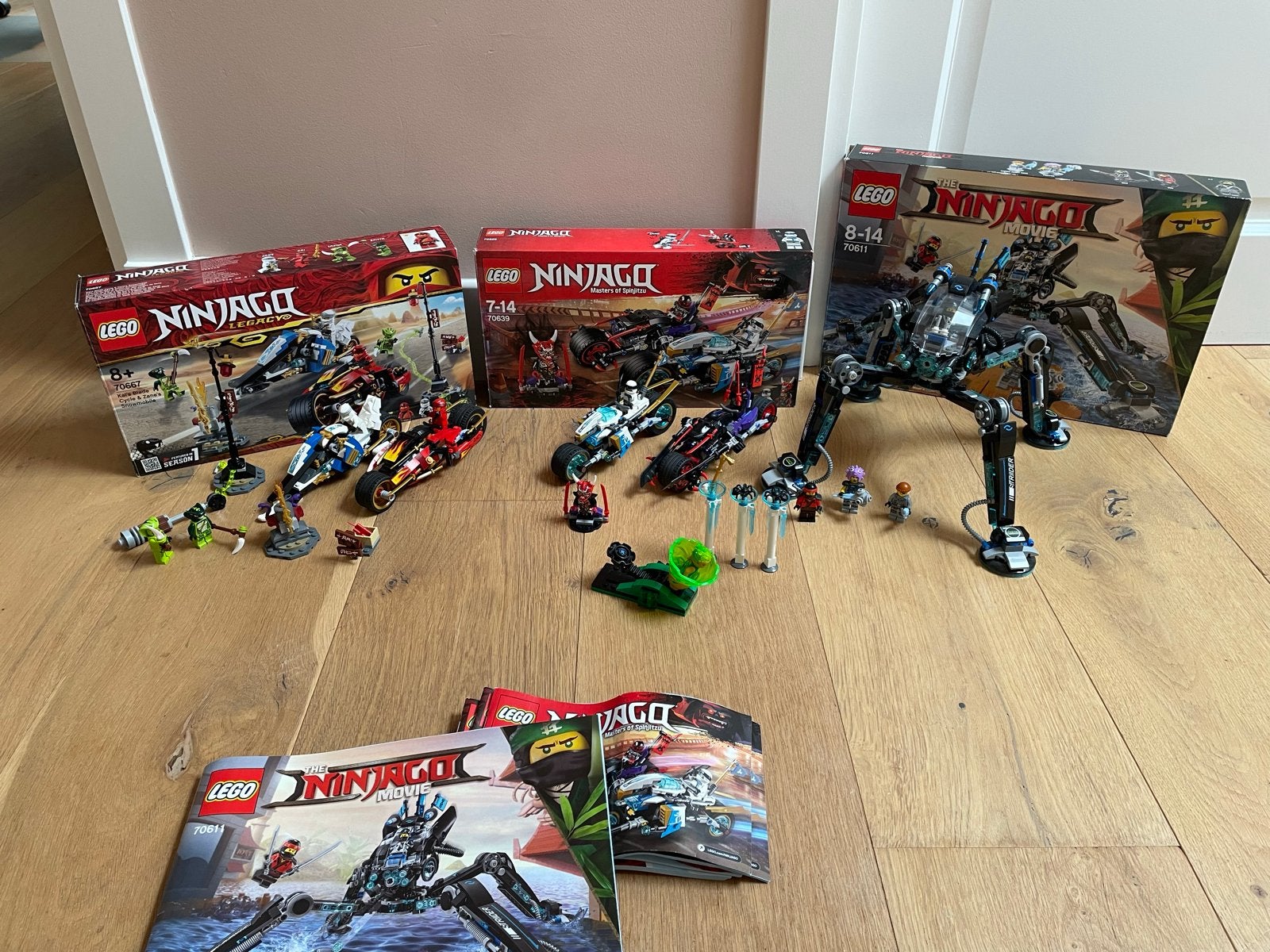 Lego Ninjago sets 70611, 70667, 70639 en kleine set, Ophalen, Gebruikt, Inclusief extra onderdelen, Lego