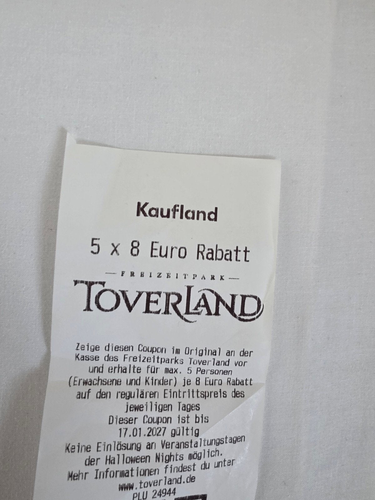40 euro korting bij attractiepark Toverland Sevenum, Eén persoon