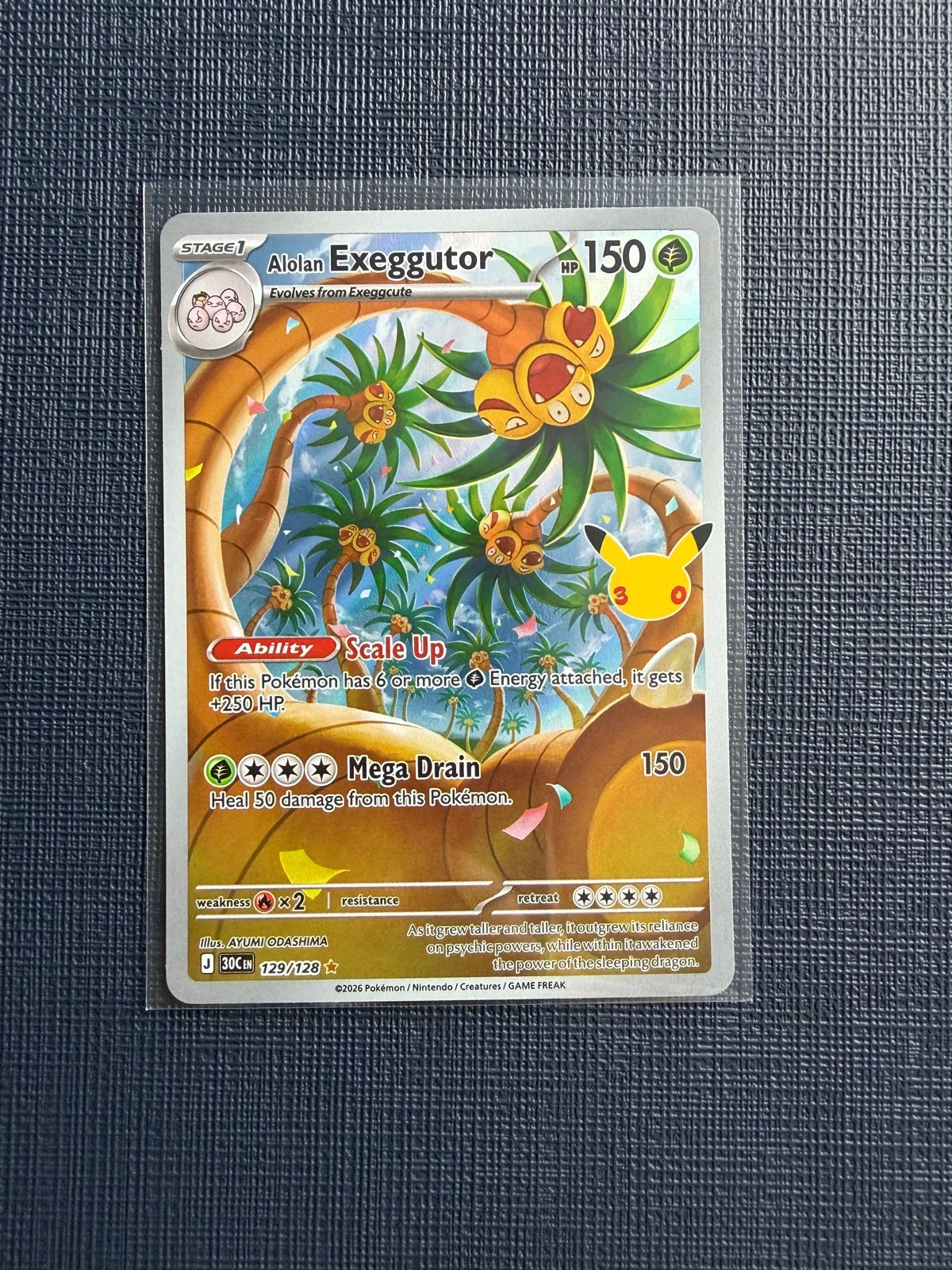 Alolan Exeggutor 129/128 Celebrations Pokémon Kaart, Ophalen of Verzenden, Zo goed als nieuw, Losse kaart