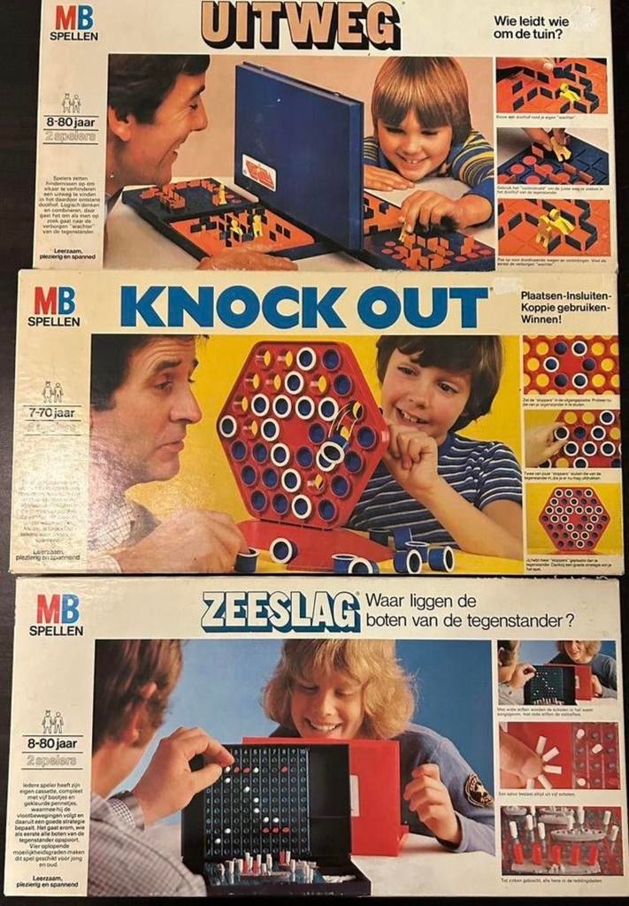 Zeeslag Knock out Uitweg MB mooie jaren 80 spellenpakket, Een of twee spelers, Ophalen of Verzenden, Zo goed als nieuw