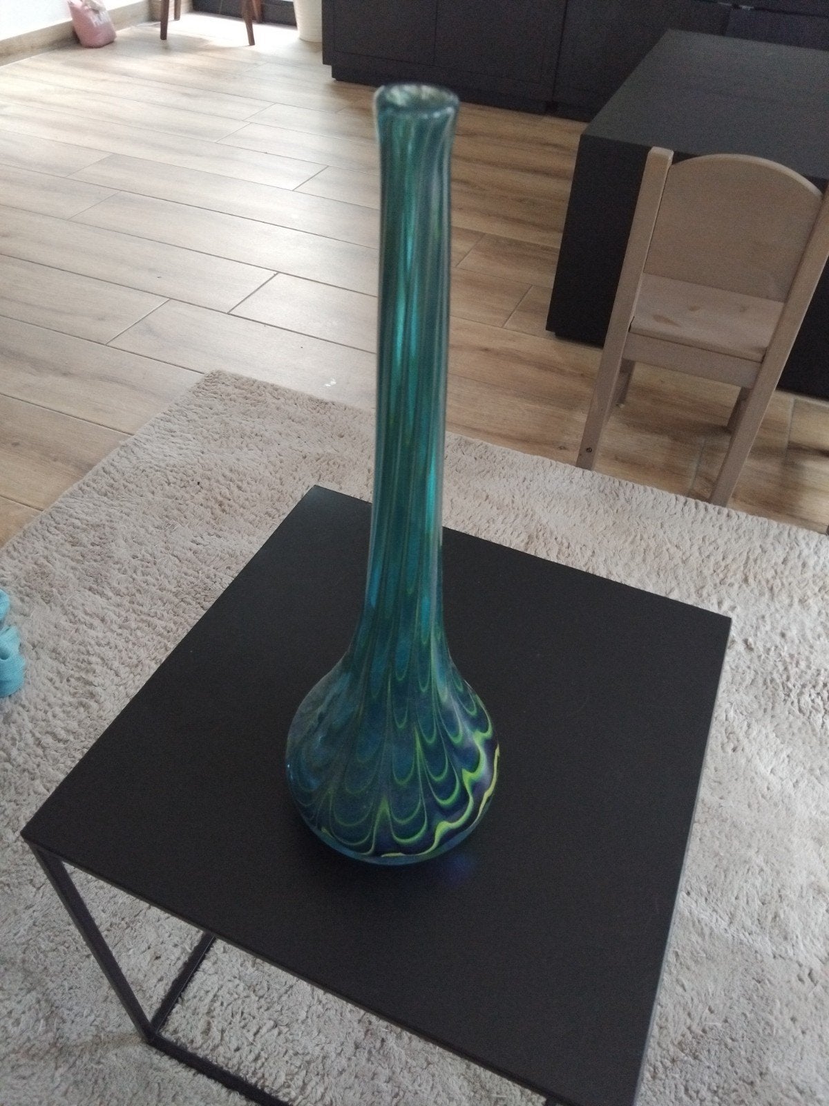 Murano glas hoge vaas mooie kleuren zoe foto Prijs €40, Ophalen of Verzenden