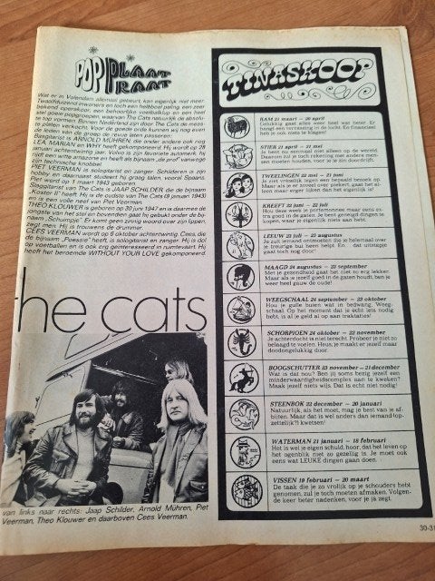 Tina 1971 The Cats artikel, Verzamelen, Ophalen of Verzenden, 1960 tot 1980, Nederland, Tijdschrift