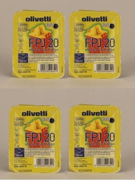 4x Olivetti FPJ 20 Zwarte Inkjet Cartridge - Origineel, Computers en Software, Ophalen of Verzenden, Nieuw, Cartridge, Olivetti