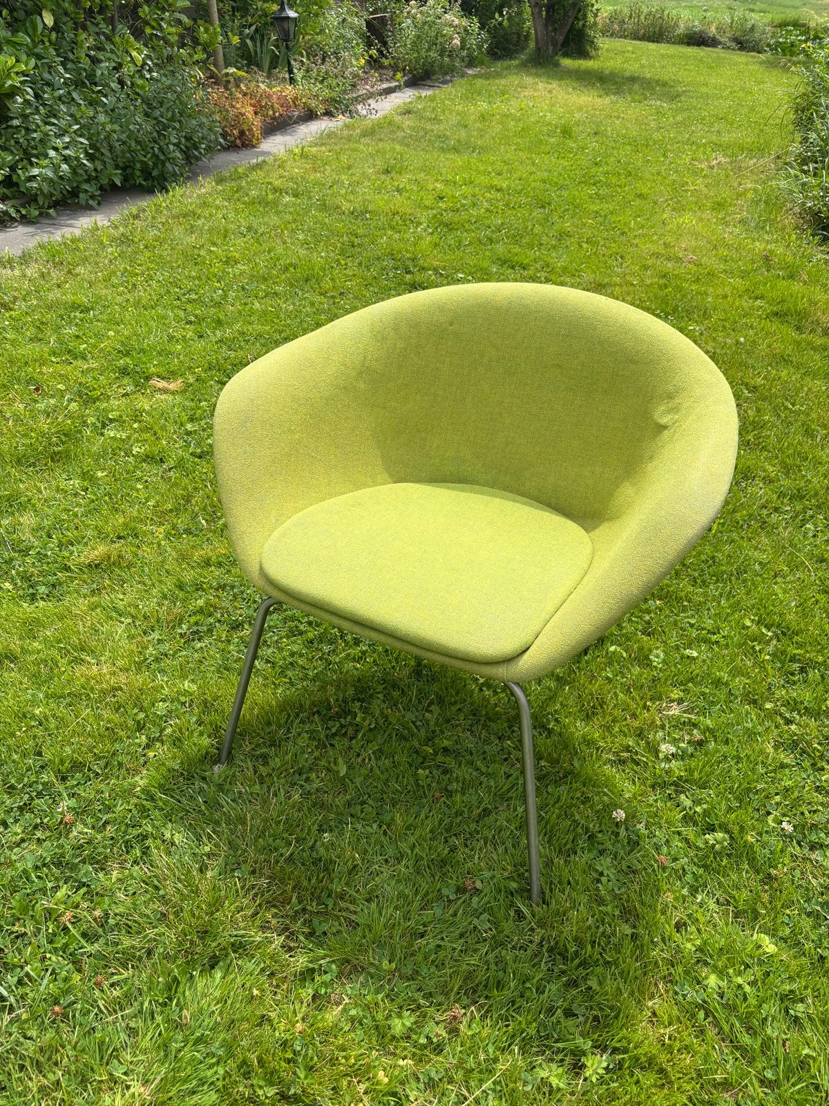 Arper fauteuil - Groen design stoel, Ophalen, Gebruikt, Minder dan 75 cm, Metaal