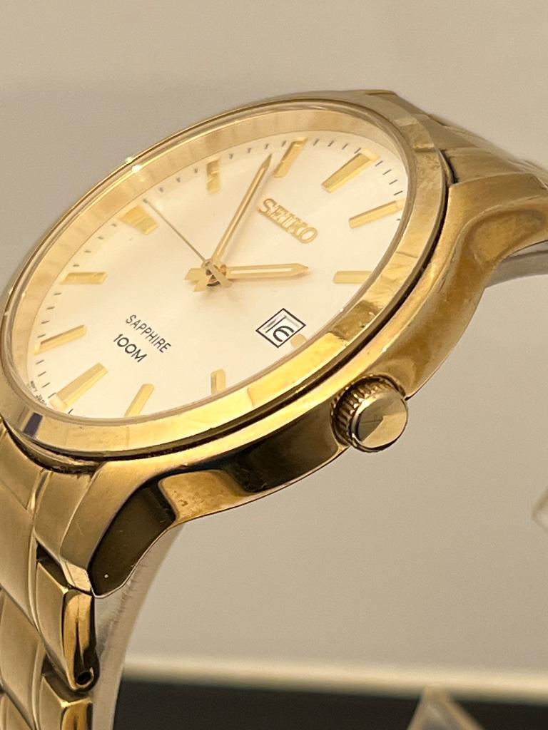 Seiko 7N42-0GE0 Sapphire Goudkleurig 40mm, Gebruikt, Staal, Polshorloge, Ophalen of Verzenden