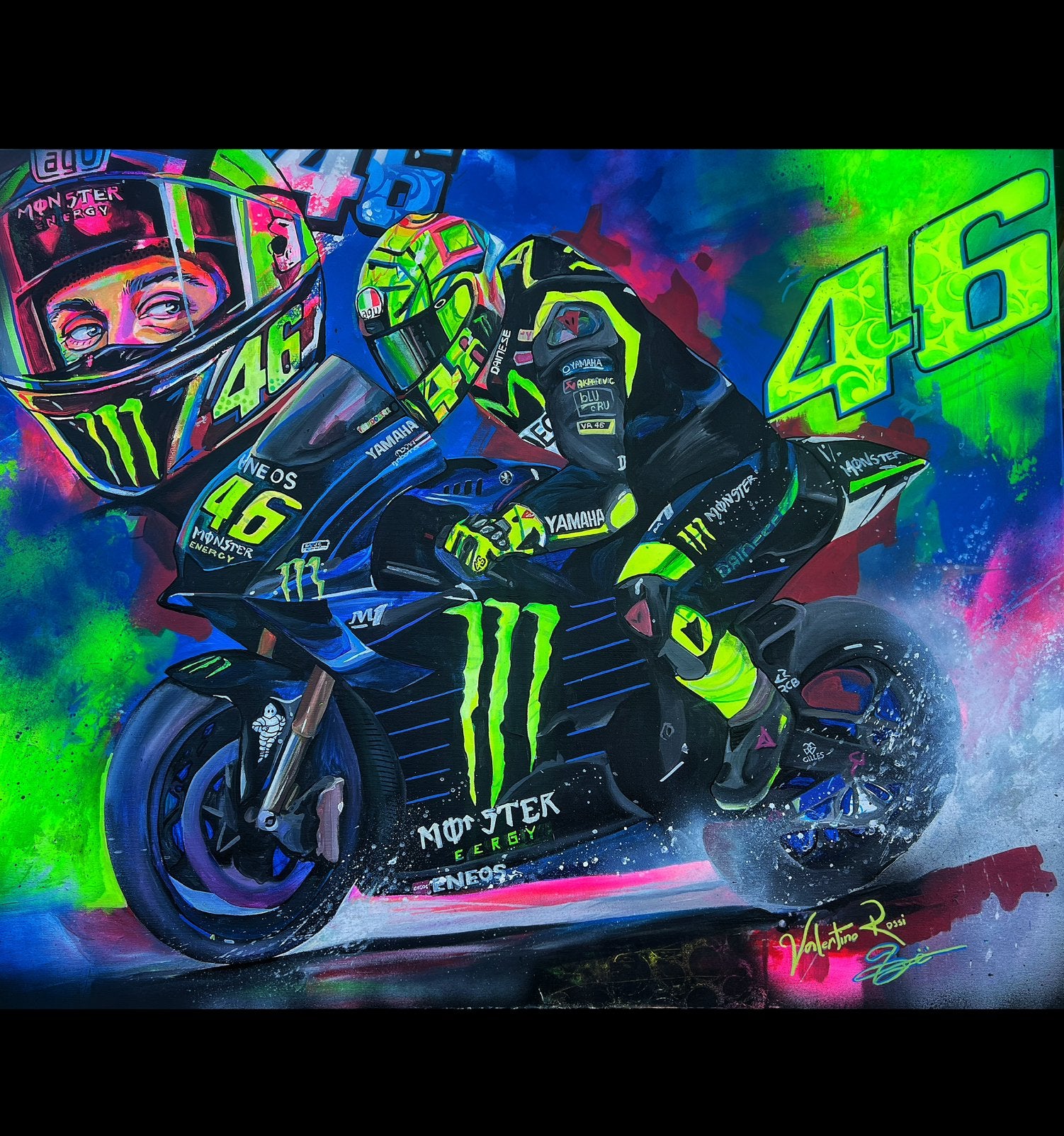 Valentino Rossi schilderij 100 x 80 cm, Ophalen of Verzenden